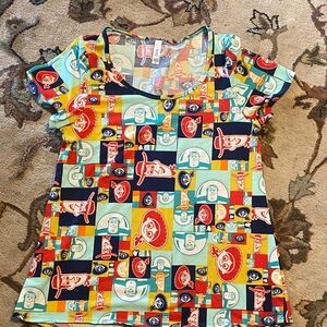 LuLaRoe Colorful woody buzz, Jesse Toy Story Disney Character Tee Med